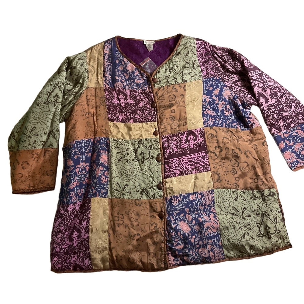 NWT Florissant New York Multicolor Long Sleeve Patchwork Jacket Womens 2x-3x